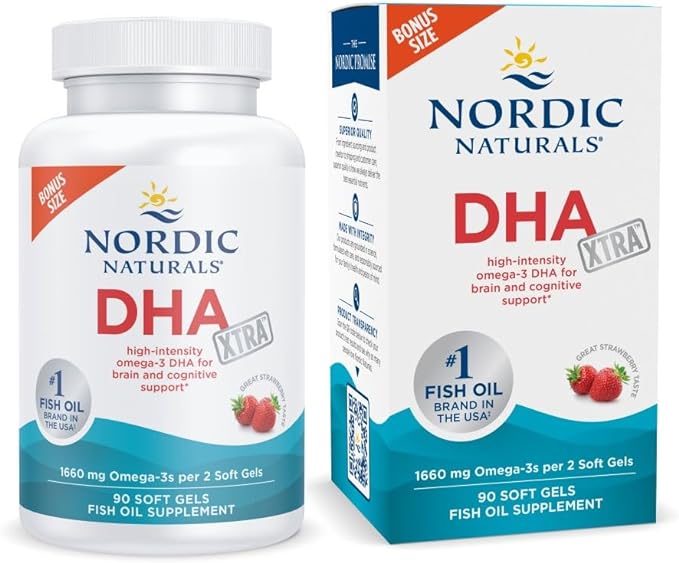 Nordic Naturals DHA Xtra, Strawberry 90 Soft 1660 mg Omega-3 - 45 Servings