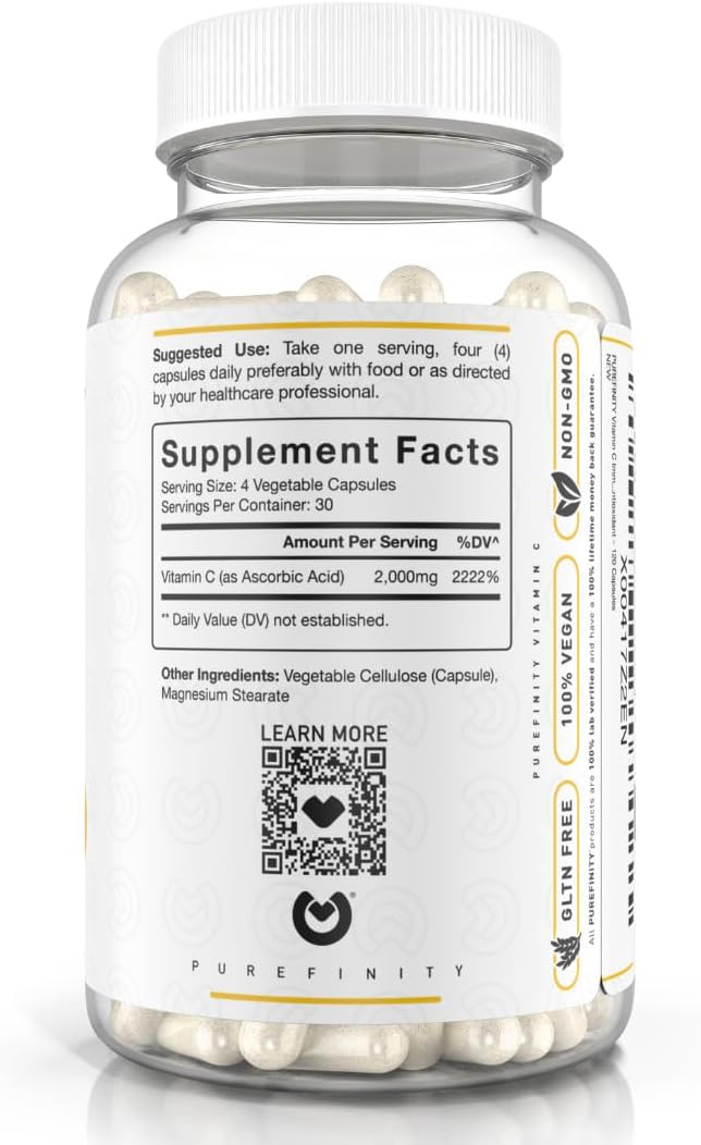 Vitamin C 2000mg Capsules – Double 120 Capsules (1 Month