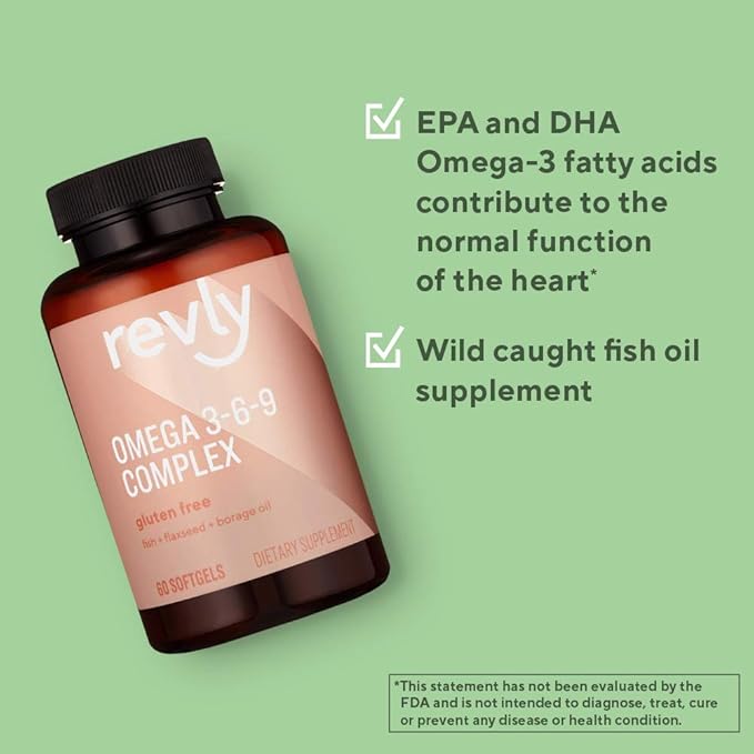 Amazon Brand - Revly Omega 3-6-9 Omega-3 fatty 60 Softgels, 2 Month