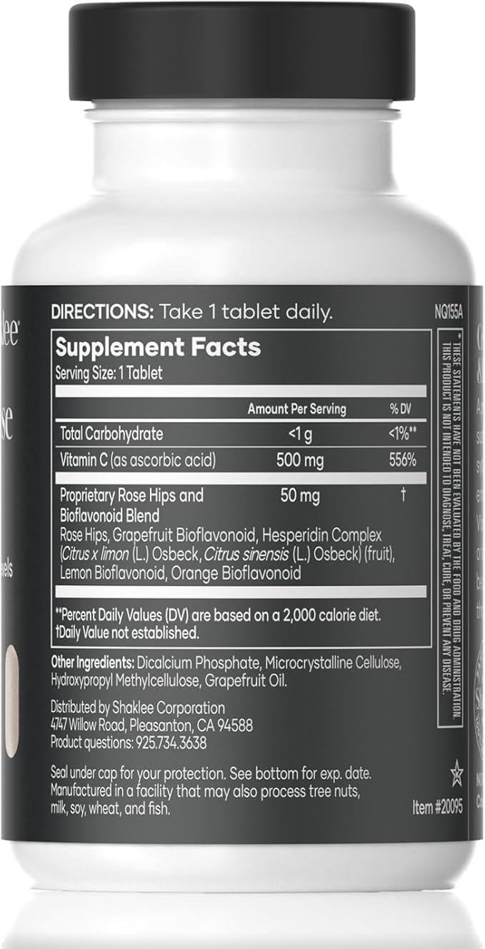 Shaklee - Sustained Release Vita-C® 500mg - High-Potency Cellular and Immune Support Formula with Proprietary Sustained-Release System - includes Rose Hips and Bioflavonoid Blend - 180 Tablets