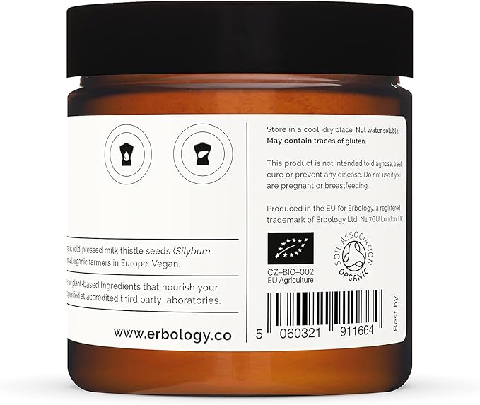 Erbology Organic Milk Thistle Powder 2.1 oz 20 Servings 180mg Silymarin 100% Milk