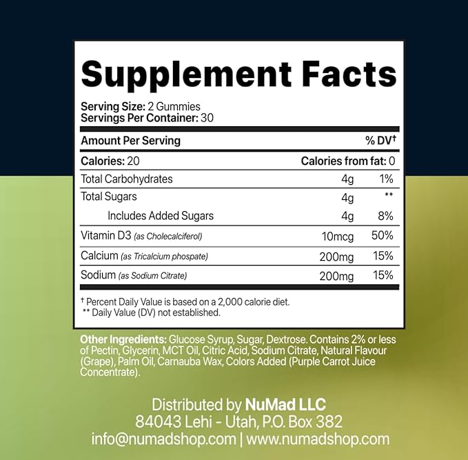 GUMMIES CA+D3, 60 Gummies Calcium D3, Grape