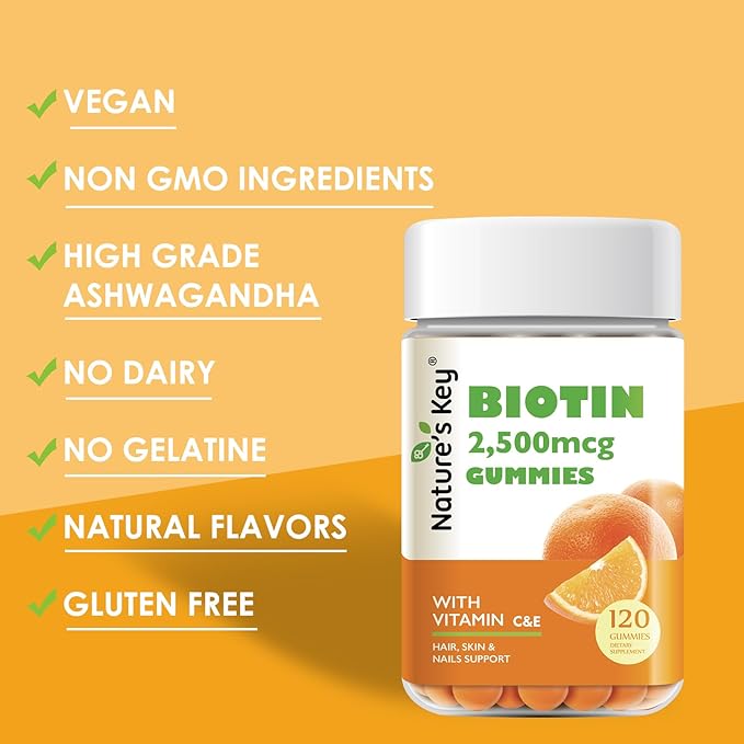 Nature's Key Biotin Gummies with Vitamin 120 Count