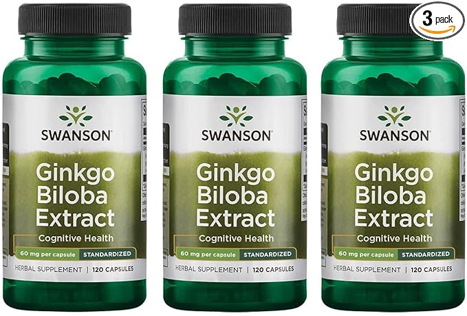 Swanson Ginkgo Biloba Extract 24% 60 120 Capsules (3 Pack)