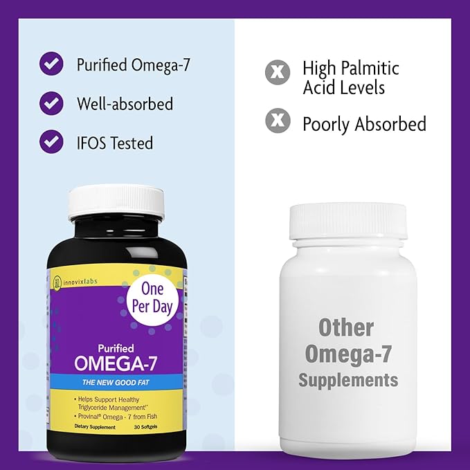 InnovixLabs Purified Omega 7 Supplement, 210mg Omega-7 Palmitoleic Omega-7 Fish 5 Star 30 Capsules
