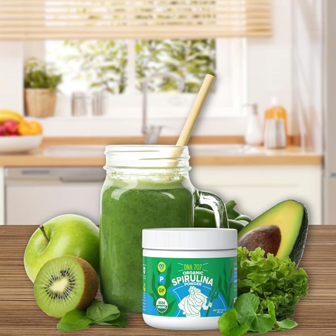 MATCHA DNA DNA707 Premium Organic Spirulina Powder 83 Servings (8.82 oz 250g) Sustainably 100% Vegetarian (250 g