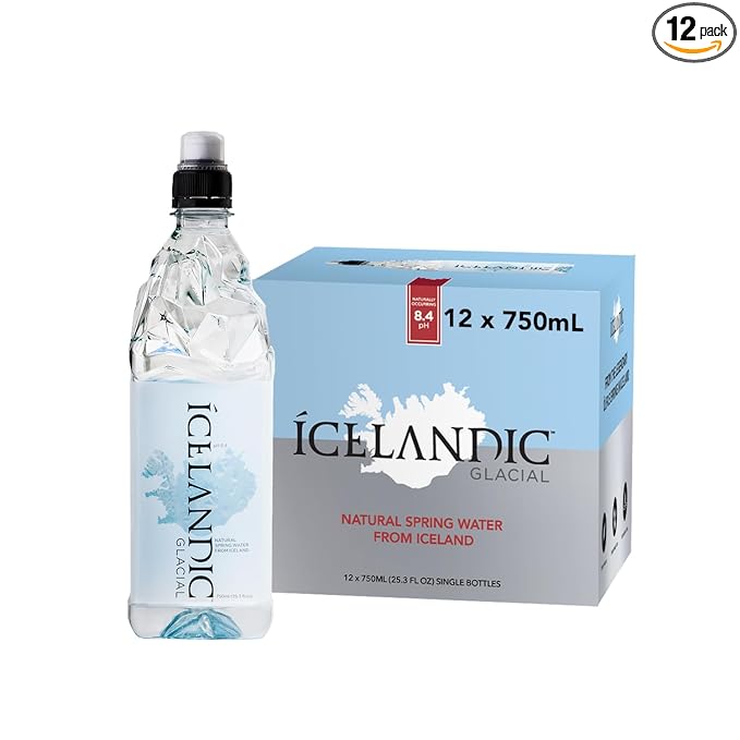 Icelandic Glacial Natural Spring Alkaline Water, 750 ml / 25.3 Fl Oz (Pack of 12)