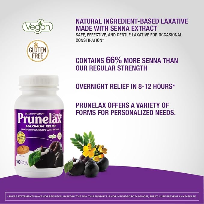 Prunelax Ciruelax Maximum Relief Laxative Tablets 100ct