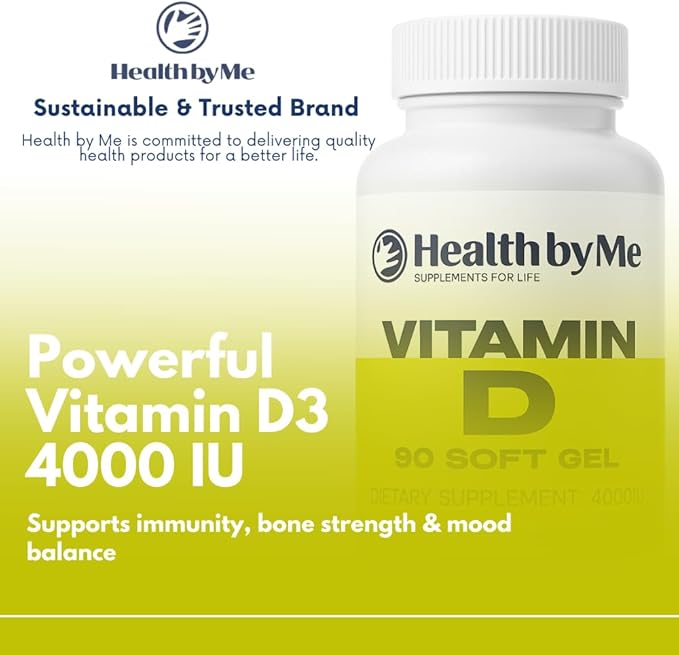 Vitamin D3 4000 IU Softgels | 180 Counts High Potency Vitamin D Supplement for Immune Support, Bone Strength, Muscle Function & Positive Mood Balance