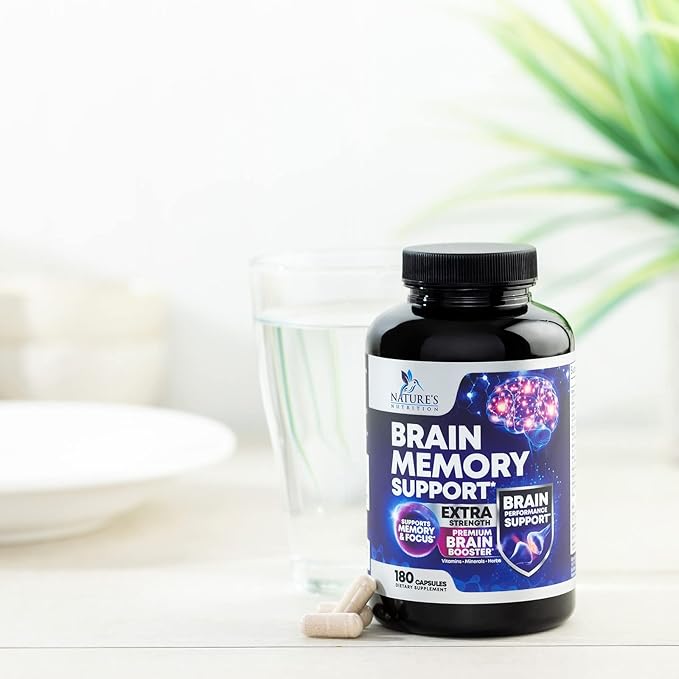 Nootropic Brain Supplements for Memory and Focus - 40 Nootropics & Vitamins to Support Clarity & Concentration, Brain Health Memory Pills with Phosphatidylserine Bacopa Huperzine & DMAE - 180 Capsules