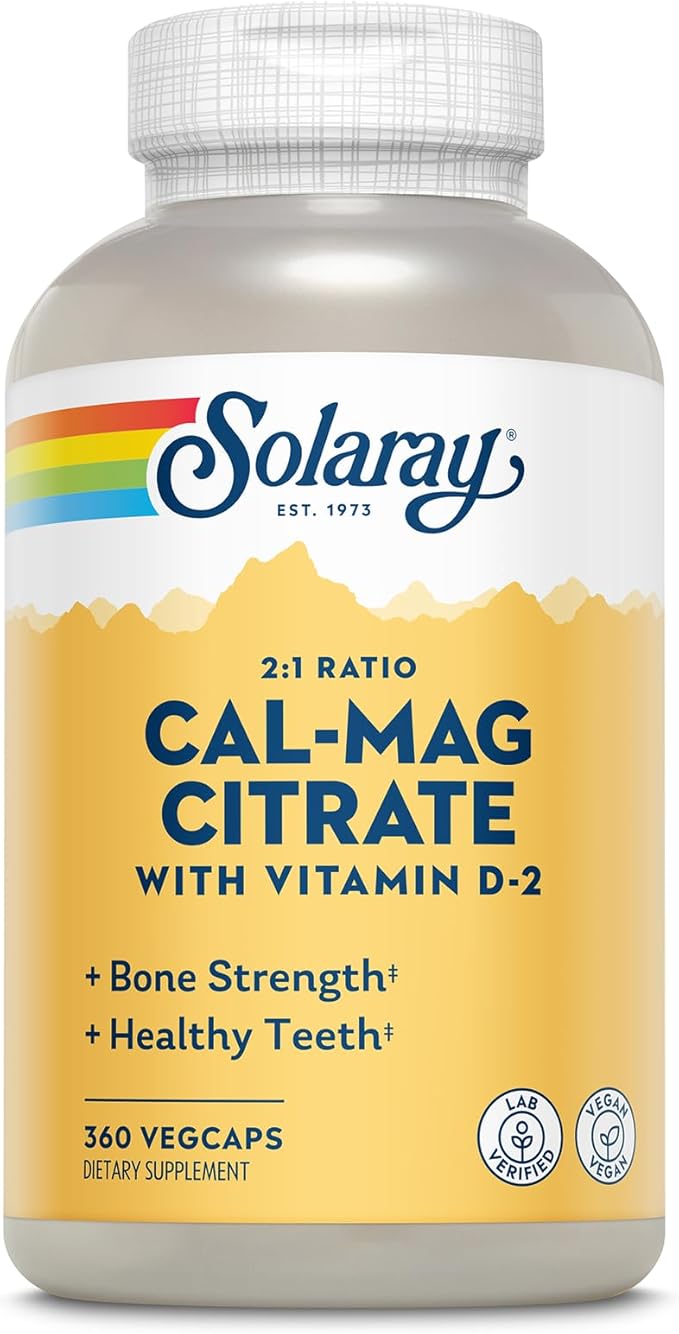 Solaray Calcium Magnesium Citrate 2:1 Ratio D2, Healthy 60 Serv, 360 VegCaps