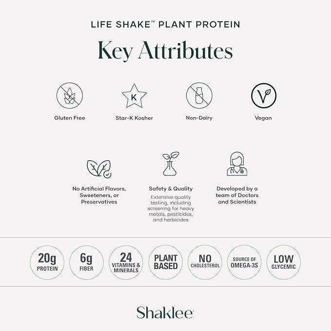 Shaklee Life Shake™ Plant Protein French Vanilla 20g Protein, 6g Fiber, 24 Vitamins 14 Servings