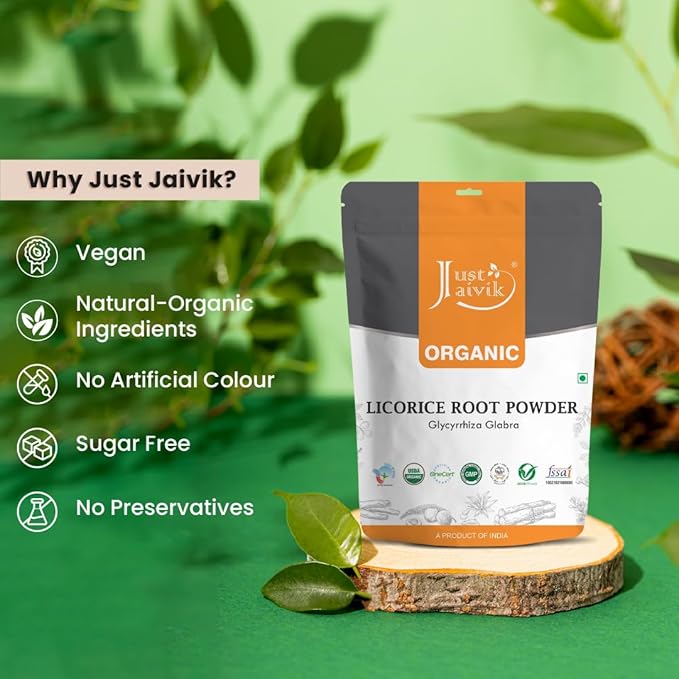 Just Jaivik 100% Organic Licorice Root Powder 227 gm 0.5 lb