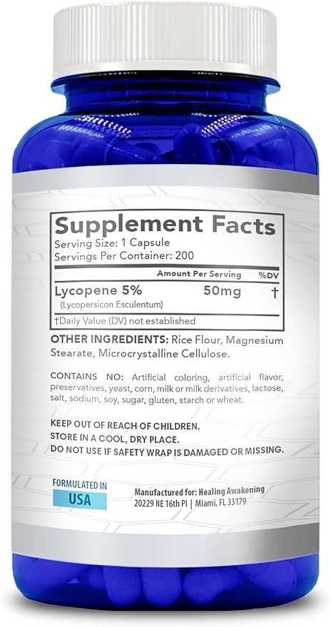 Healing Awakening Lycopene 50mg 200 Vegetarian