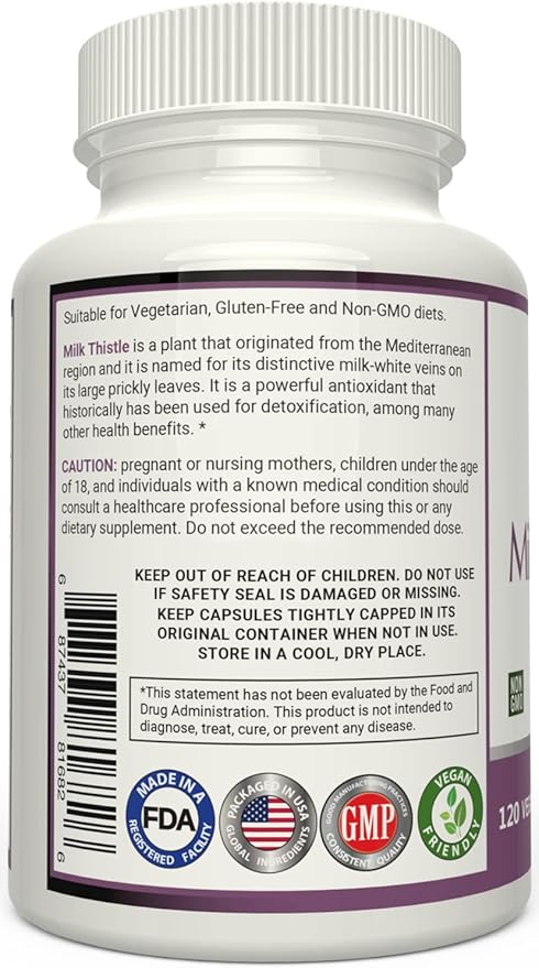 Milk Thistle Extract 4:1 Extract 2000mg - 120 Capsules