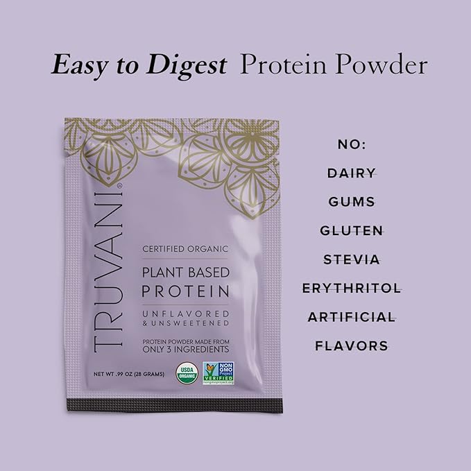 Truvani Vegan Pea Protein Powder 20g Organic 1 Serving