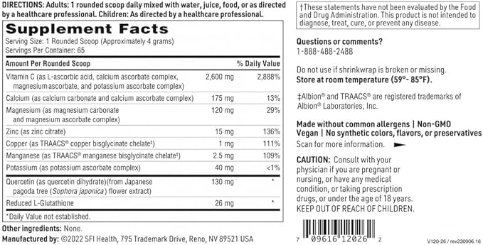 Klaire Labs Multi-Element Buffered C Powder (65 Servings, 260 Grams)
