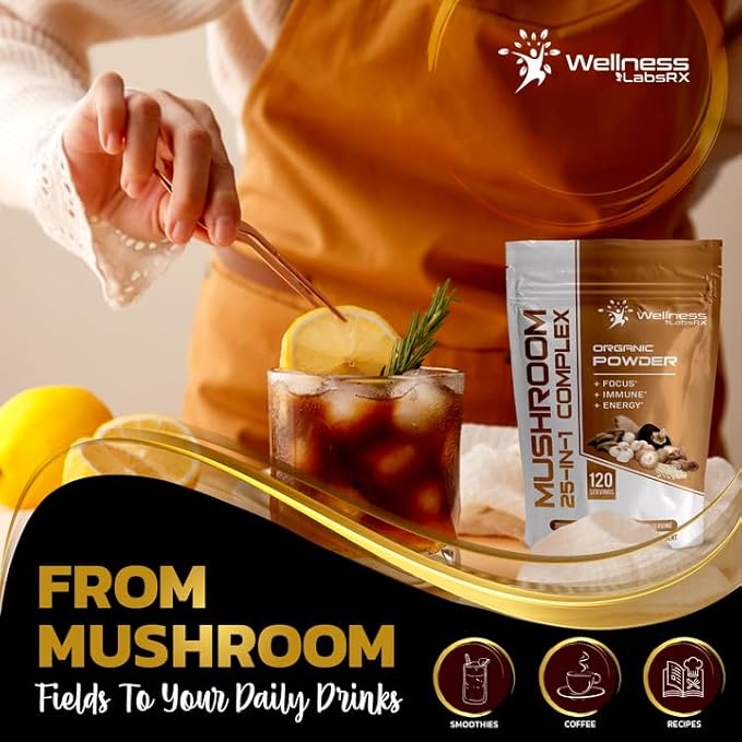 Mushroom Powder, 25 in 1 Mushrooms 2000mg - 25 Superfood 120 Servings