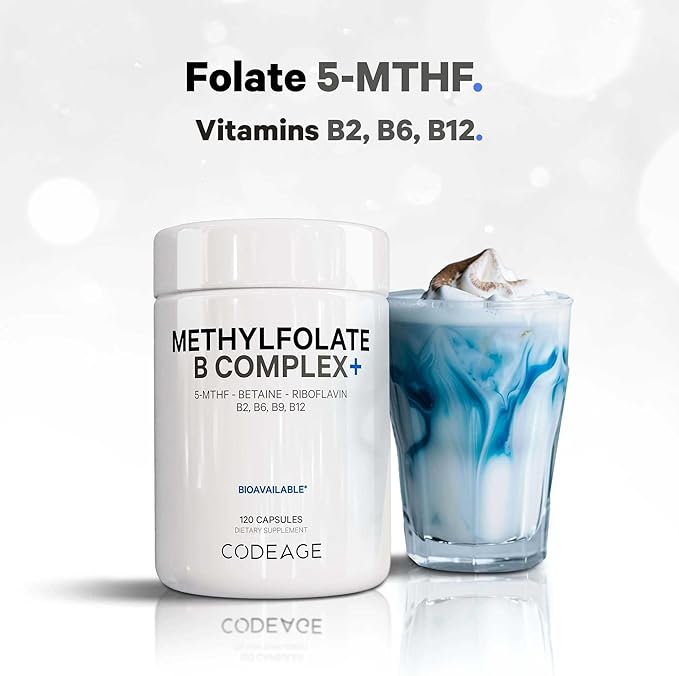 Codeage Methylfolate B Complex Supplements 5 MTHF, 1000mcg Methylated B12, Riboflavin, B6, Methylation 2 Months 120 Capsules