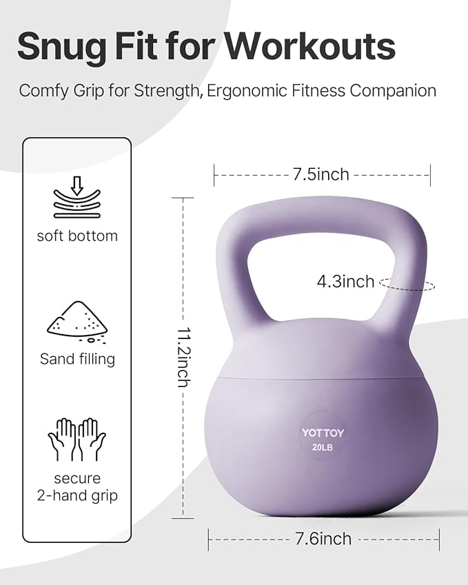 YOTTOY Soft Kettlebell,Kettlebell Anti-Slip Grip Weight for Home Workouts, Kettlebells Set Strength and Safety Guaranteed