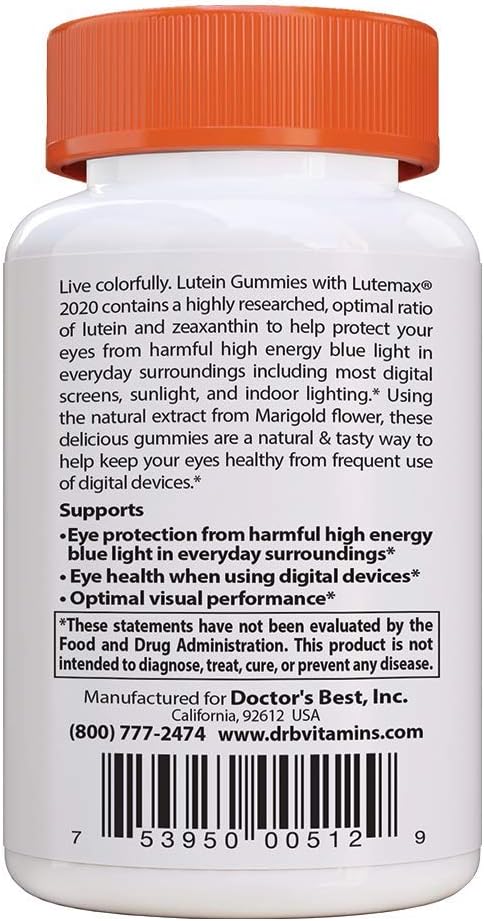 Doctor's BEST Lutein Gummies with Lutemax 2020, 60 60 Ct,