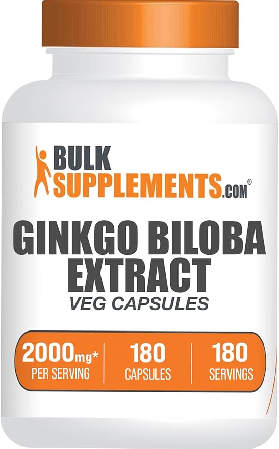BulkSupplements.com Ginkgo Biloba Extract Capsules 2000mg, Ginkgo 1 Capsule 180 Veg