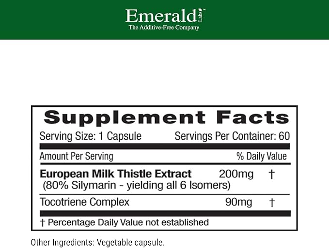 EMERALD LABS European Milk Thistle 60 Vegetable 60-Day Supply)