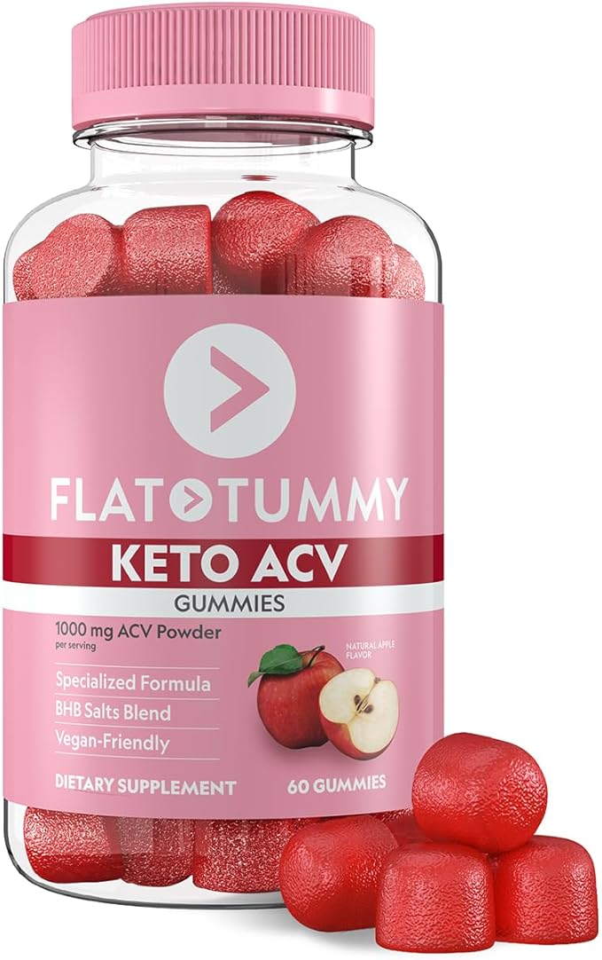 Flat Tummy Keto ACV Gummies, 60 Count – Specialized Formula, Post GLP-1 Keto Supplement, Vegan-Friendly, Non-GMO - Apple Cider Vinegar Gummies, BHB Salts, Beet and Pomegranate Superfood Powders