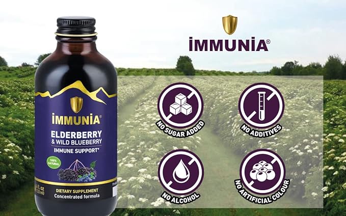 Immunia Elderberry & Wild Blueberry Concentrated. 24 Days/Bottle. 1-Pack