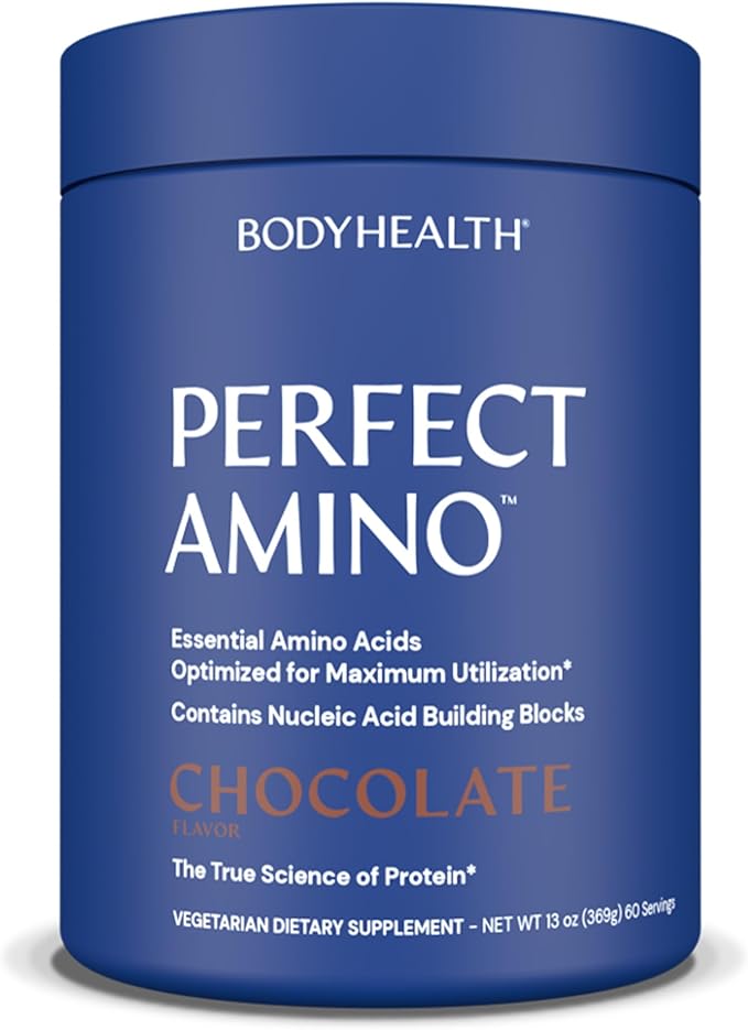 BodyHealth PerfectAmino Powder - BCAA and EAA Powder for Pre and Post Workout - Amino Acid Energy Drink Powder for Men and Women to Support Lean Muscle and Recovery - Chocolate - 60 Servings