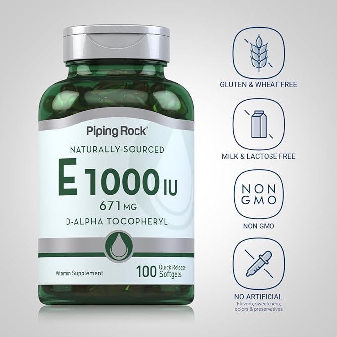 Piping Rock Vitamin E 1000 IU 671mg | 100 Softgel