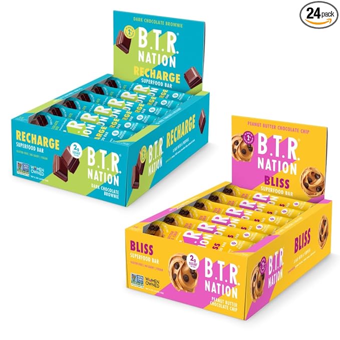 B.T.R. Bar Superfood Keto Protein Bars, Plant Based Vegan Protein, Low Carb Food, Low Calorie, Gluten Free, No Sugar Alcohols, Boosted with Superfoods | Chocolate Lover's Super Pack