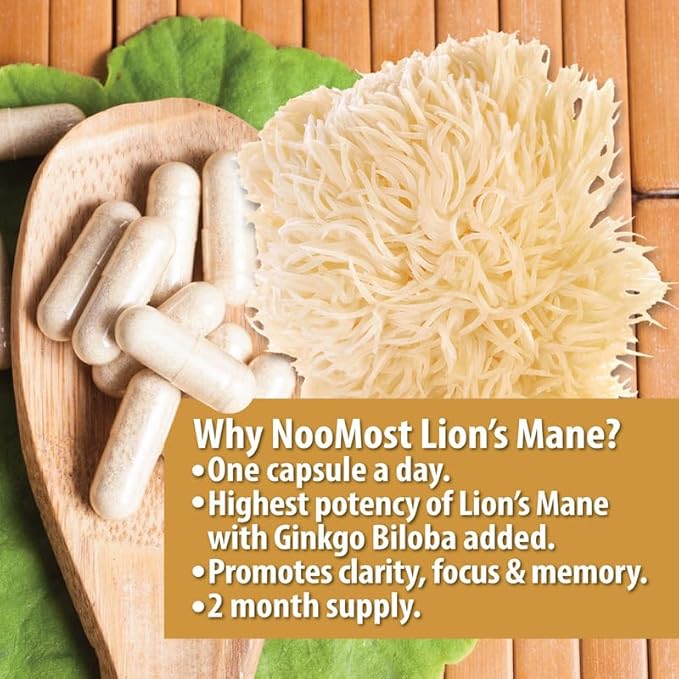 Organic Lions Mane Supplement Capsules 5400mg, 120mg – 2 Months