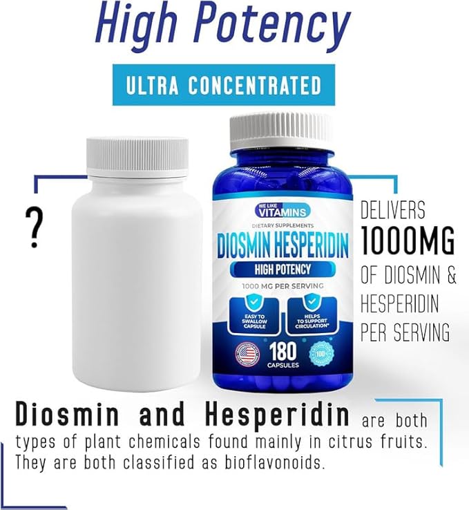 We Like Vitamins Diosmin Hesperidin 1000mg 180 Capsules 90 Day