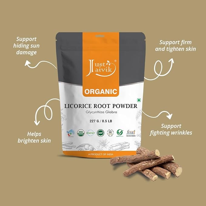 Just Jaivik 100% Organic Licorice Root Powder 227 gm 0.5 lb
