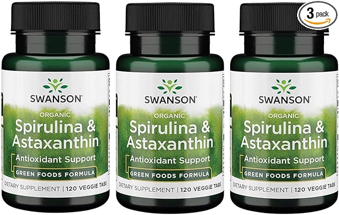 Swanson Organic Spirulina & Astaxanthin 120 3 Pack