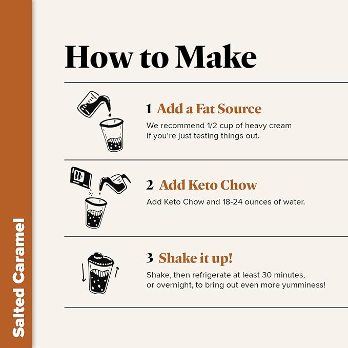 Keto Chow Salted Caramel | Keto Meal Replacement Shake | Nutritionally Complete | Low Carb | Delicious Easy Meal Substitute | You Choose The Fat | 21 Meal Bulk Pack