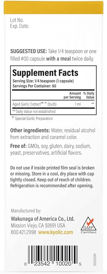 Kyolic Aged Garlic Extract Liquid, Vegetarian 2 Ounces