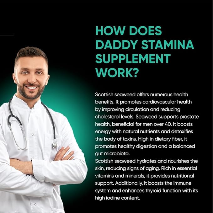 Daddy Stamina Sea Moss Capsules - Pure Seaweed Supplement for Energy and Skin Health, Ultimate Anti-Aging Natural Supplement for Men