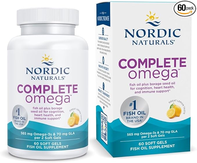 Nordic Naturals Complete Omega, Lemon Flavor 60 Soft 565 mg Omega-3 - 30 Servings