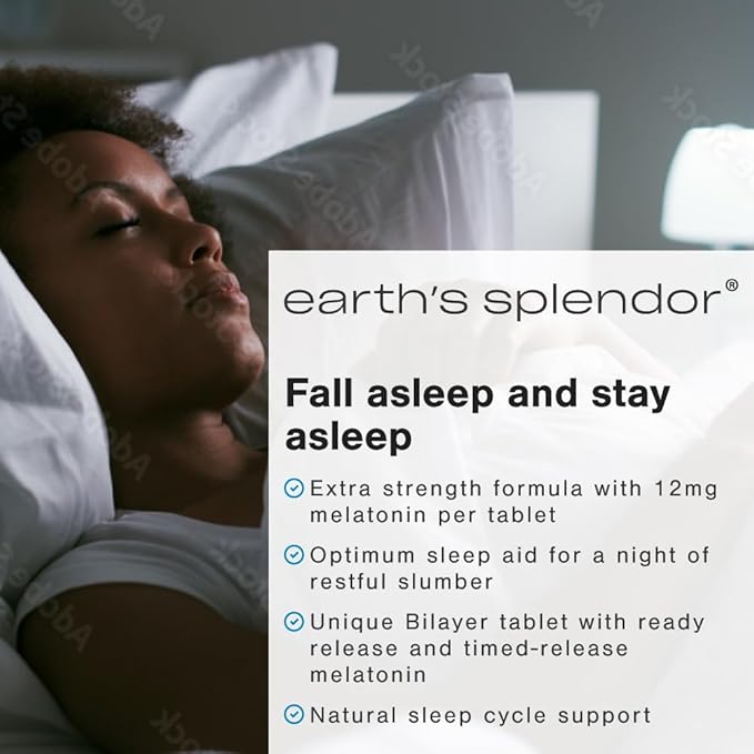 Earth's Splendor Melatonin 12 MG Bilayer 60 Count 2 Month