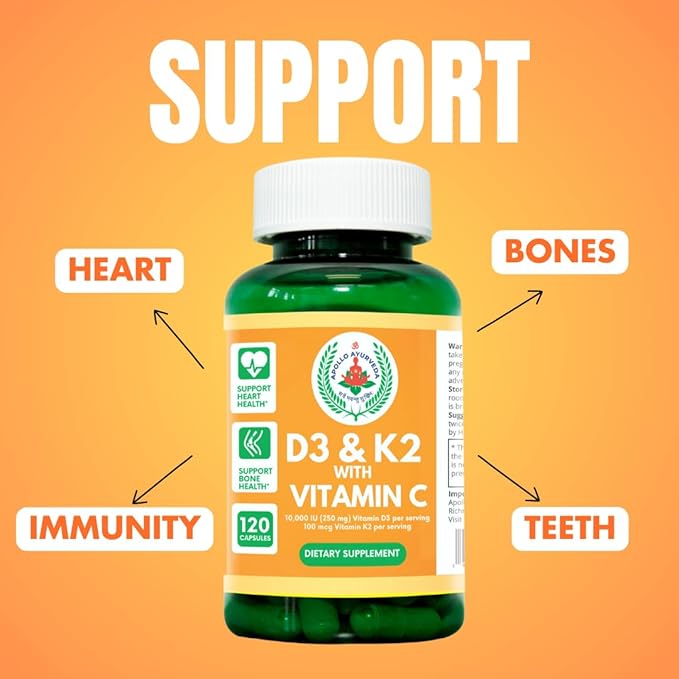 Vitamin D3 10000 IU & Vitamin K2 100 100 mcg 120 Capsules