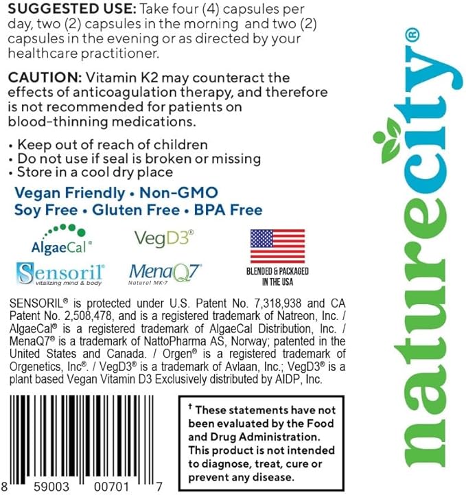 True-Osteo+ Plant-Based Supplement for Bone Strength D3, Vitamin K2, Silicon, (120 Veggie