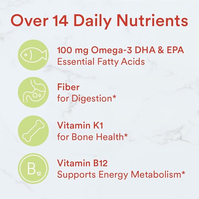 SmartyPants Kids Multivitamin Gummies and Fiber 3 Fish D3, C, B12, B6, B6, Vitamin 90 Count (22 Day