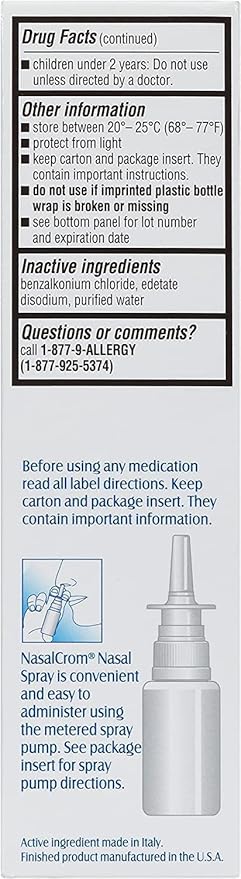 NasalCrom Nasal Spray Allergy Symptom Controller 200 Sprays .88 FL