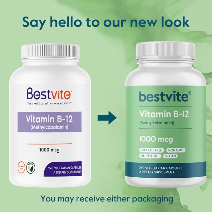 BESTVITE Vitamin B12 (Methylcobalamin) 1000mcg (480 Capsules)(2 x 240) (Methyl B12) -
