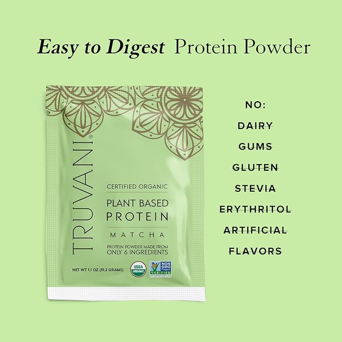 Truvani Vegan Pea Protein Powder 20g Organic 1 Serving