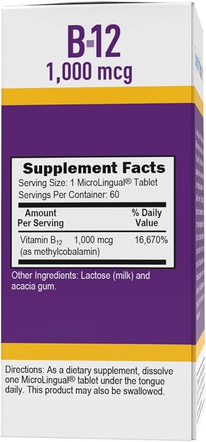 Superior Source No Shot Vitamin B12 1000 mcg, 60 Count, B12, Supports