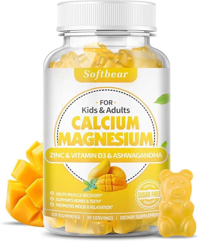 Calcium Magnesium Zinc Gummies for Women, 600 mg 60 Gummies