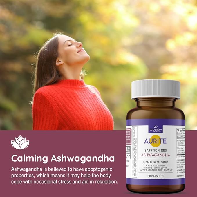 Saffron Ashwagandha Supplement 60 Count, (2 Months